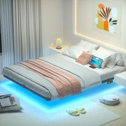 Loakekel Queen Bed Frame with USB Charging and LED Lights, HBF150BK