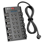 SUPERDANNY 22-Outlet Surge Protector Power Bar with 6 USB, Black