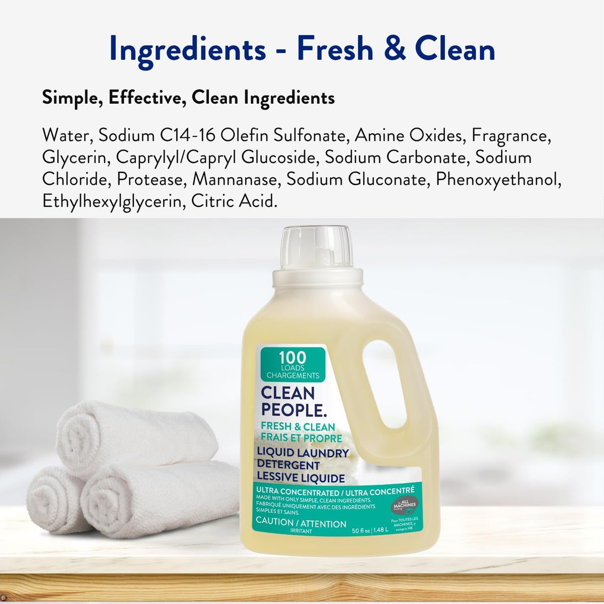 The Clean People Liquid Laundry Detergent, Fresh Scent, 50 Fl Oz