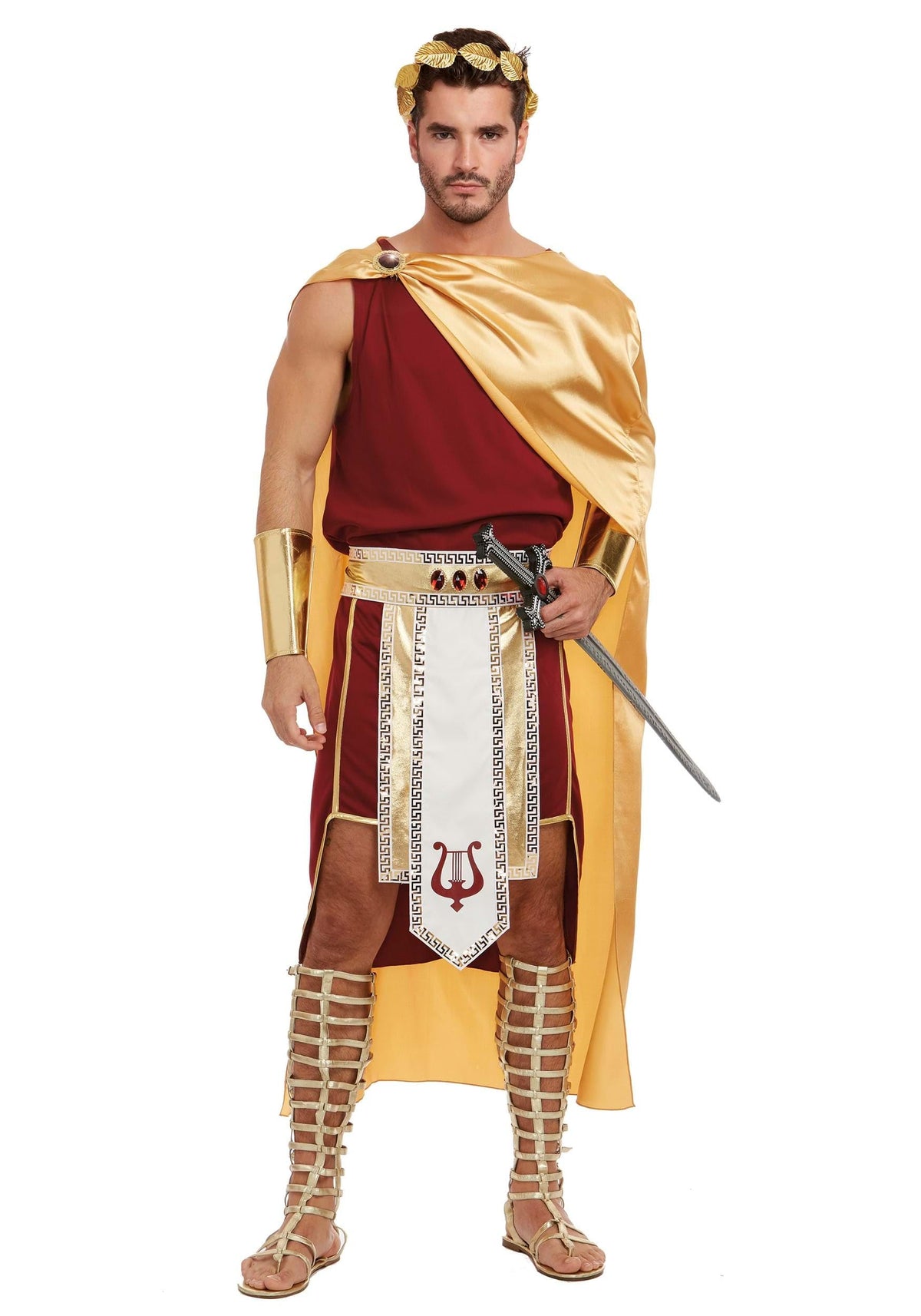 Dreamgirl Mens Apollo Greek God Costume, Garnet/Gold, Medium