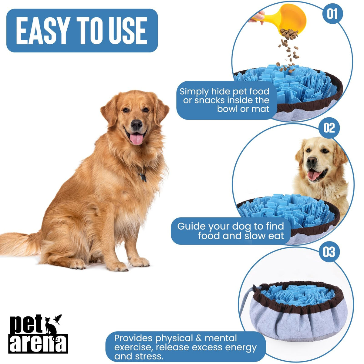PET ARENA Adjustable Snuffle Mat for Dogs, Blue