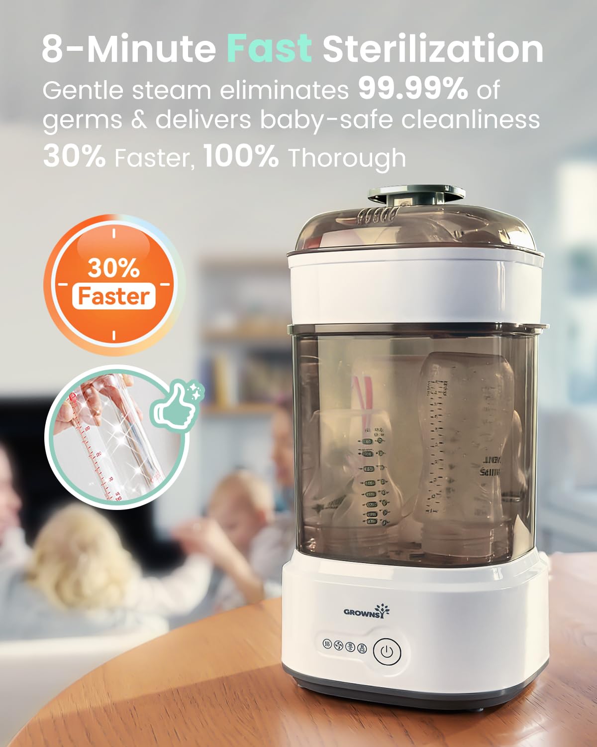 Compact Electric Steam Baby Bottle Sterilizer and Dryer
