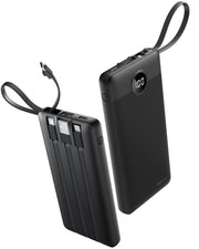 Coowisty Slim Power Bank, 10000mAh, Built in 4 Cables