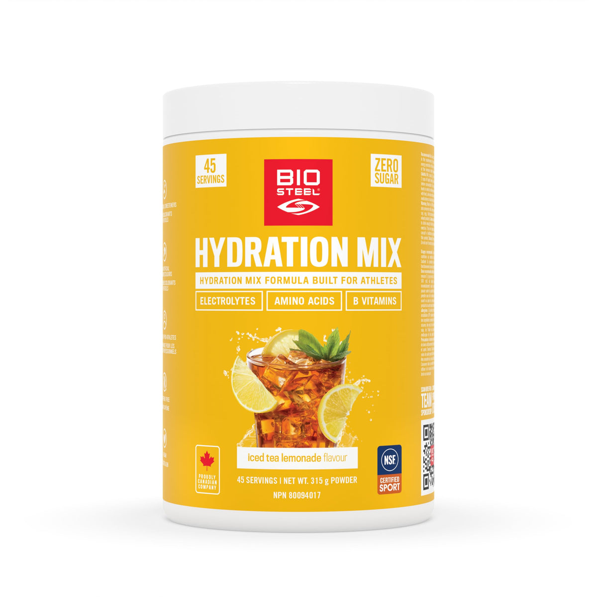 BioSteel Electrolyte Hydration Mix, Iced Tea Lemonade, 45 Servings
