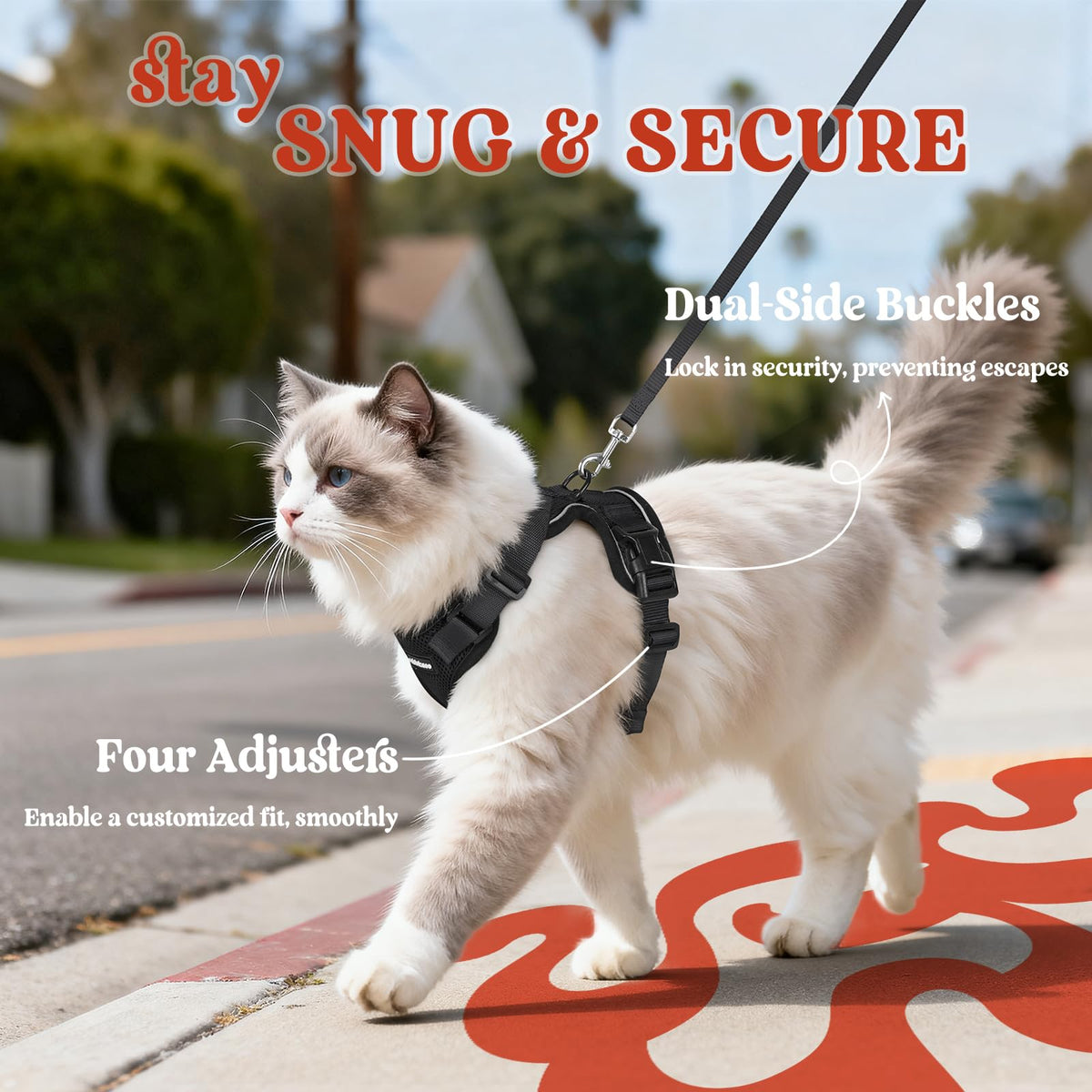 rabbitgoo Escape-Proof Cat Harness and Leash Set, Black, XS