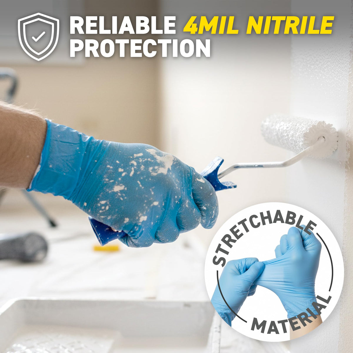 72HRS Blue Nitrile Disposable Gloves, 4 Mil, 200 Pieces, Large