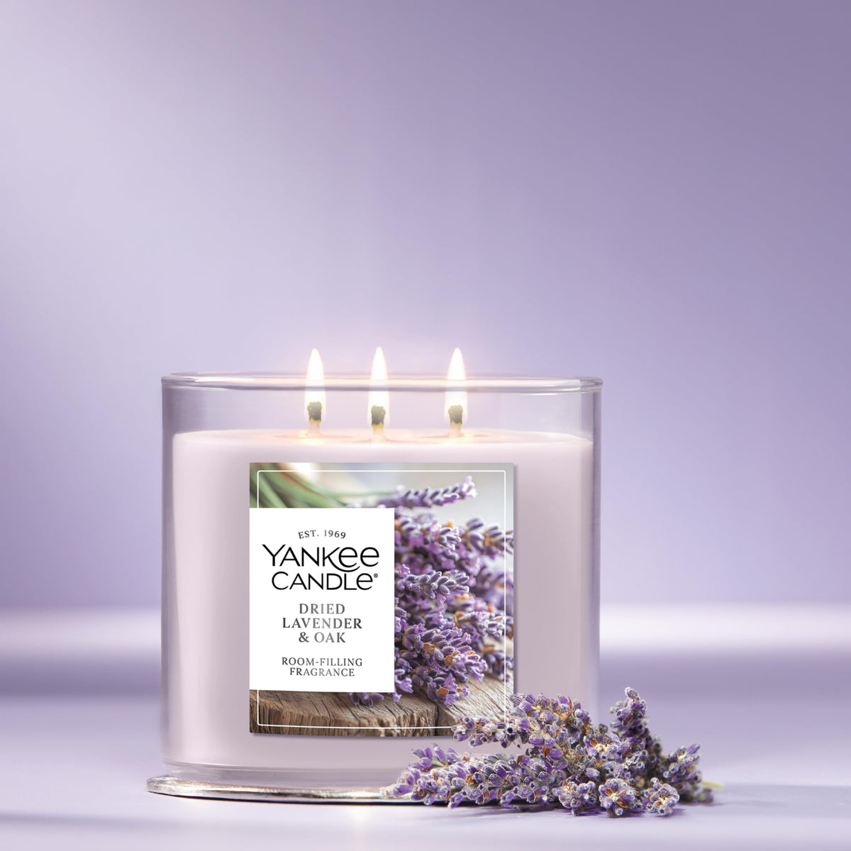 Yankee Candle 3 Wick Candle Jar, Dried Lavender & Oak