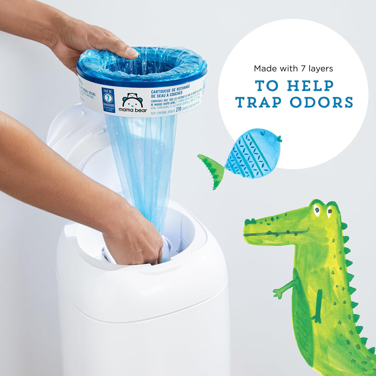 Mama Bear Diaper Pail Refills for Diaper Genie, 270 Count, Pack of 4