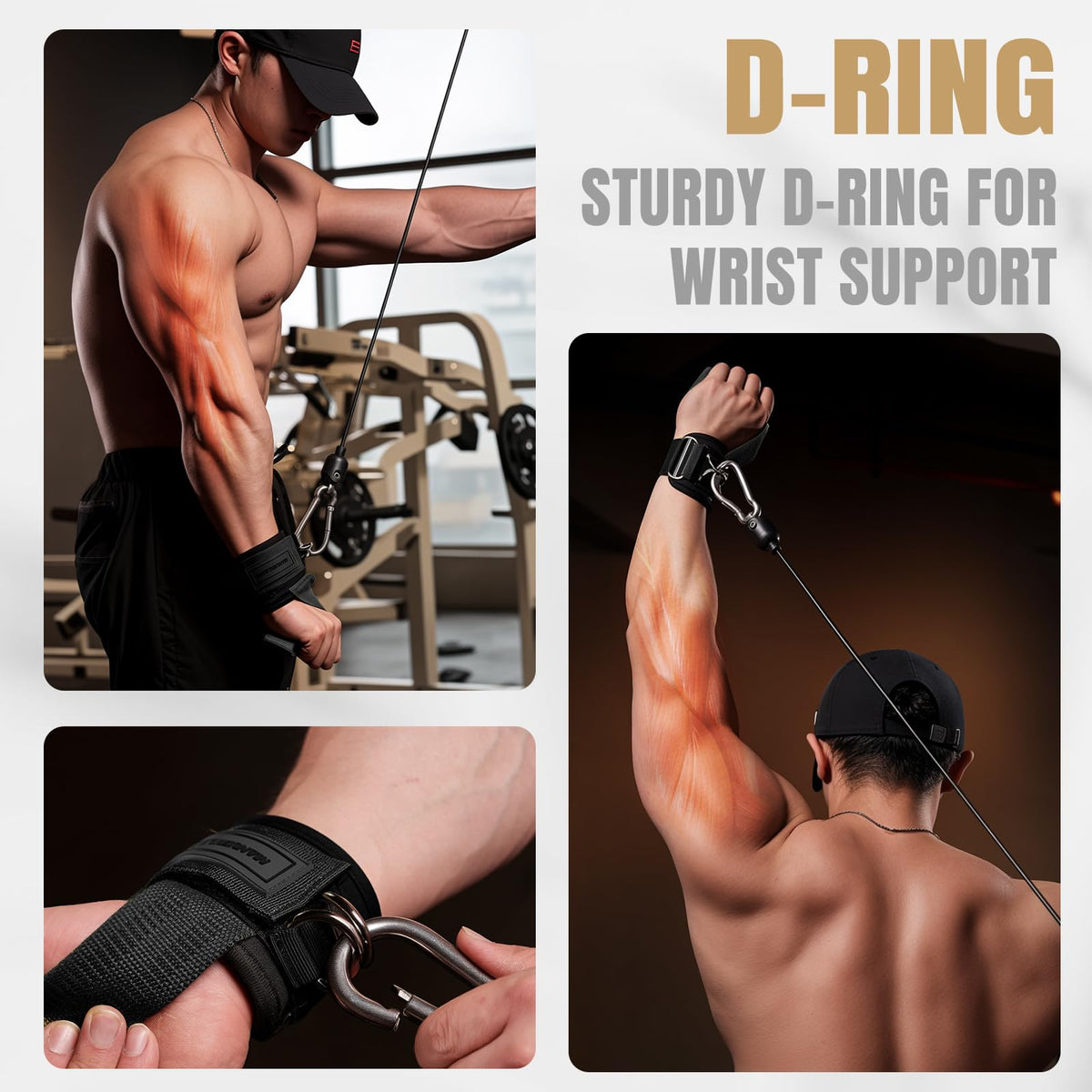 MANUEKLEAR Non-Slip Wrist Straps for Weightlifting, Black, M