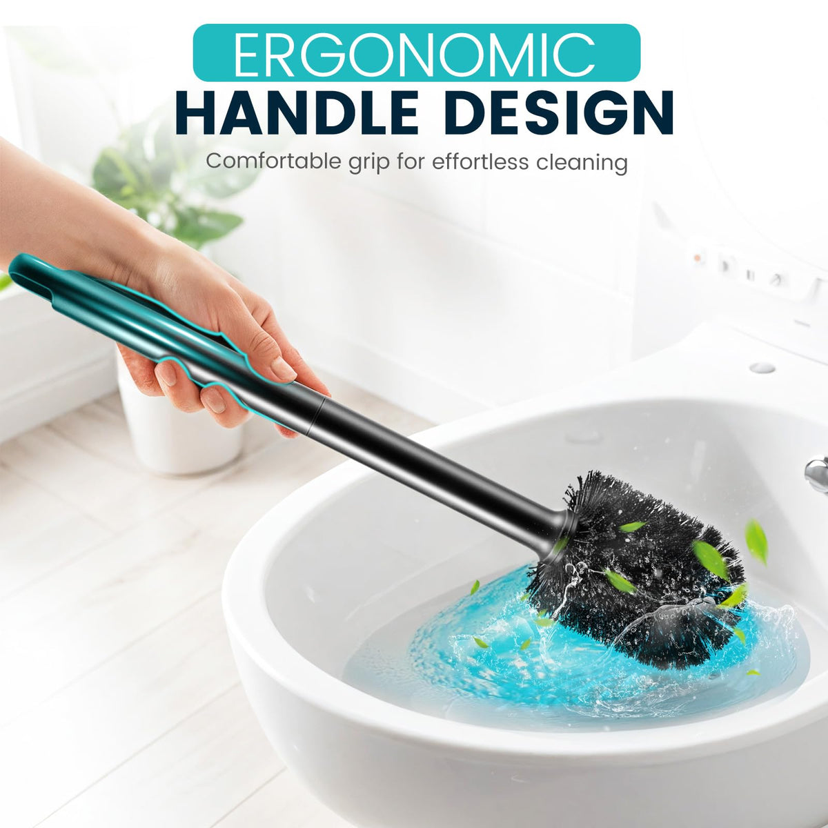 Toilet Bowl Brush and Holder, Black