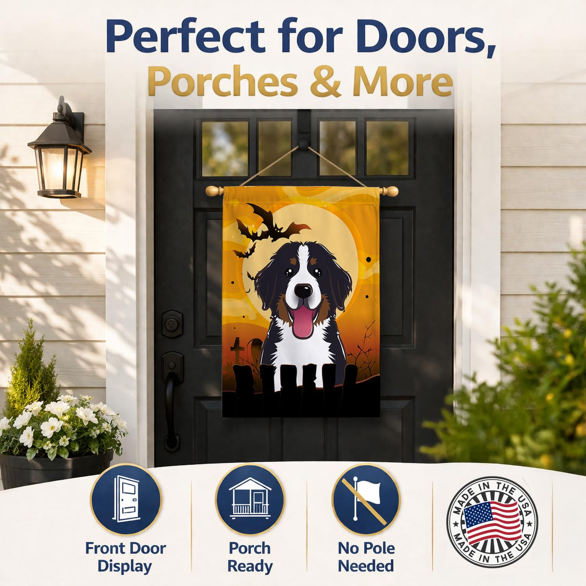 Caroline's Treasures Halloween Bernese Mountain Dog House Flag, Large