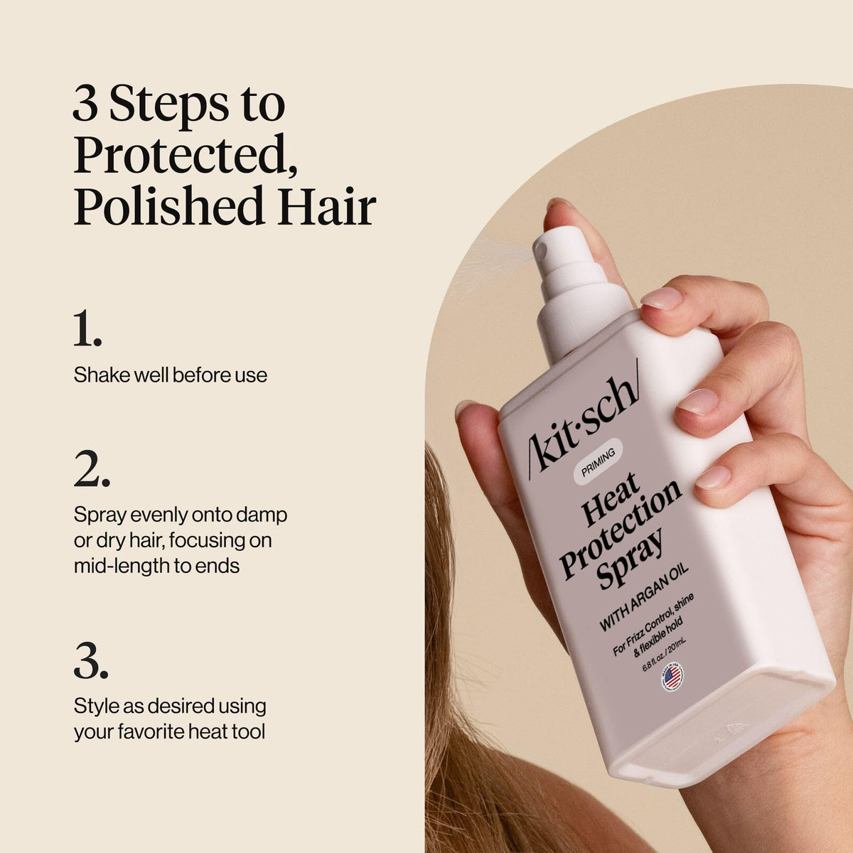 Kitsch Heat Protection Spray for Hair with Argan Oil, 201 mL