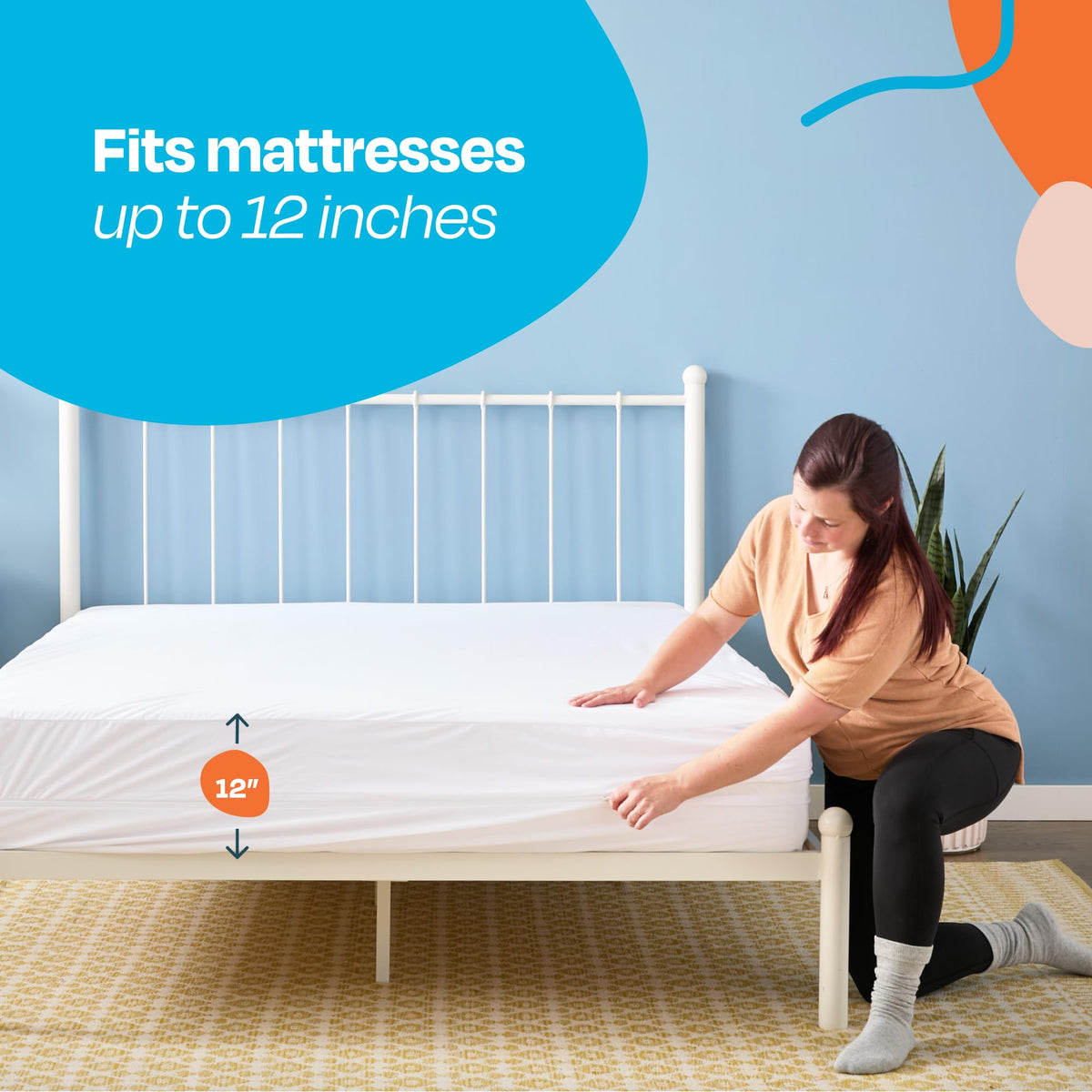 Linenspa Zippered Waterproof Mattress Encasement, Full, White