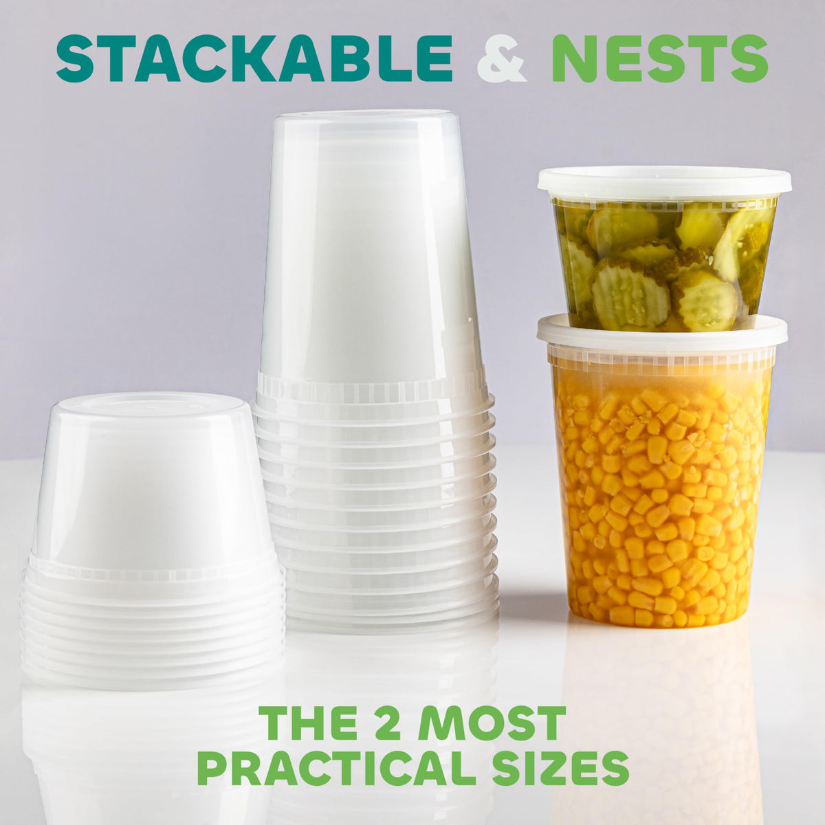 Deli Food Containers with Lids, 16 Sets, 8-32 Oz