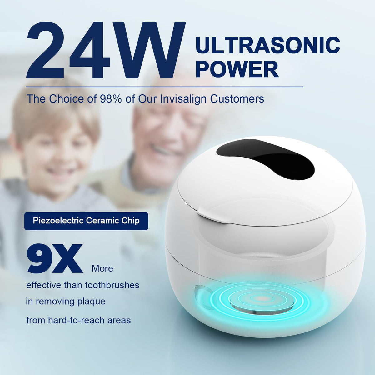 Ultrasonic Retainer Cleaner Machine, 24W, 200 mL, White