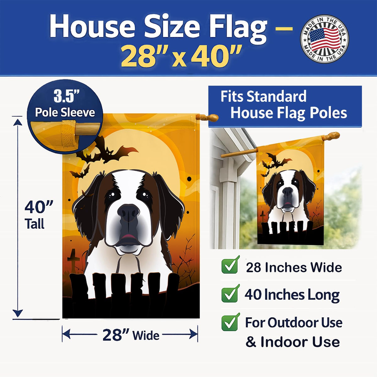 Caroline's Treasures BB1804CHF Saint Bernard House Flag, Large