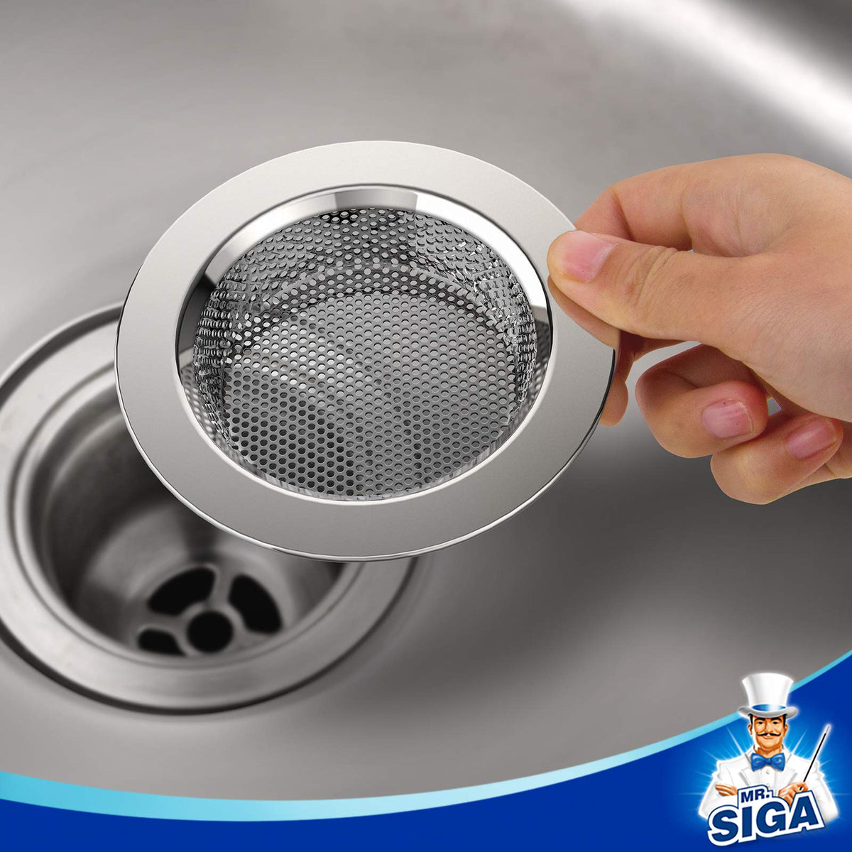 MR.SIGA Stainless Steel Kitchen Sink Strainer, 4.4" (3 Pack)