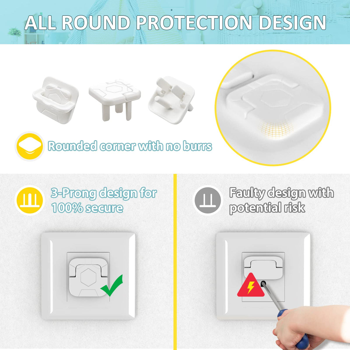 4our Kiddies Baby Proofing Outlet Covers (60 Pack)