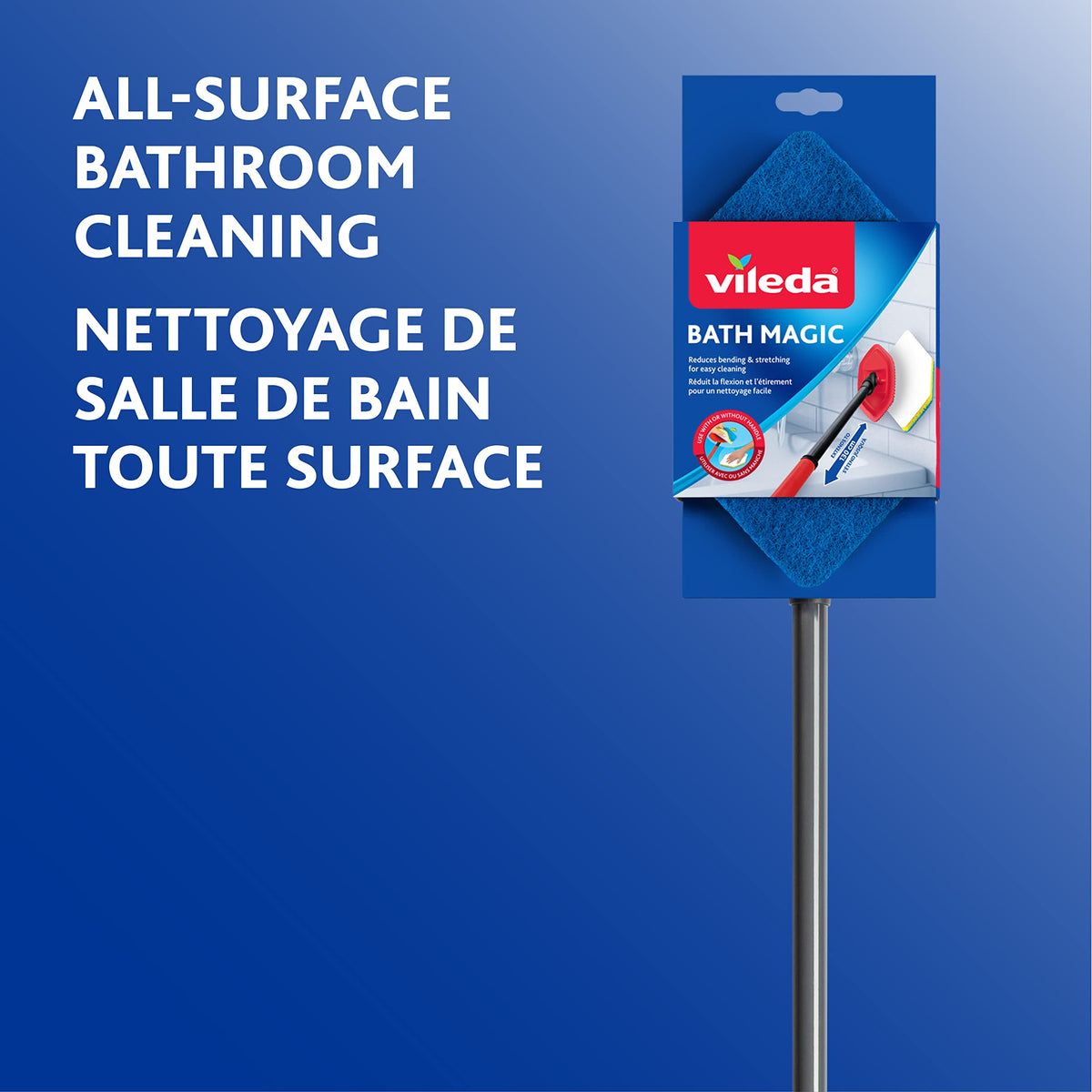 Vileda Bathroom Cleansing Set, Magic Mop, Refill, Microfibre Cloth