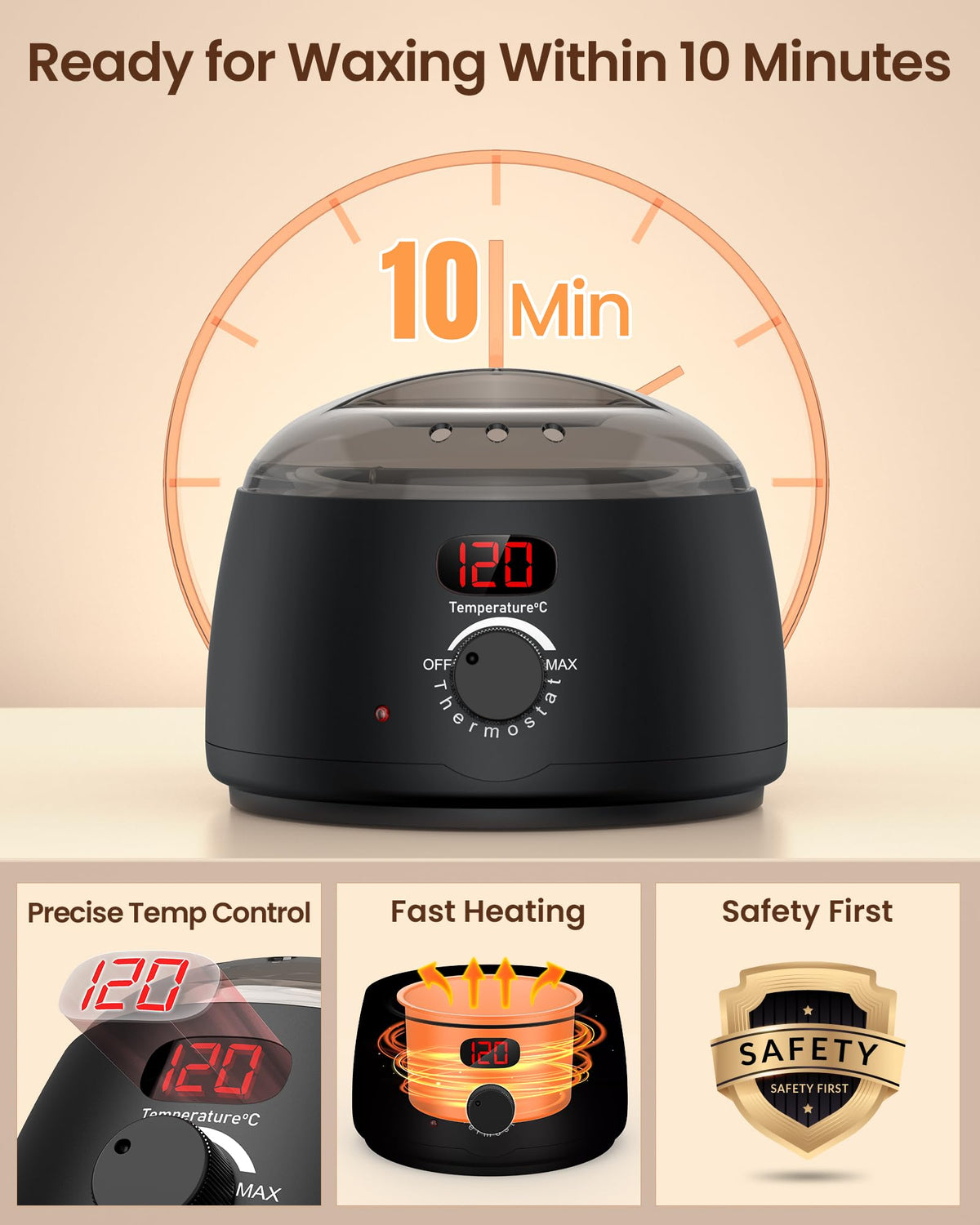 Digital Display Waxing Kit with Wax Warmer and 4 Hard Wax Beads Packs