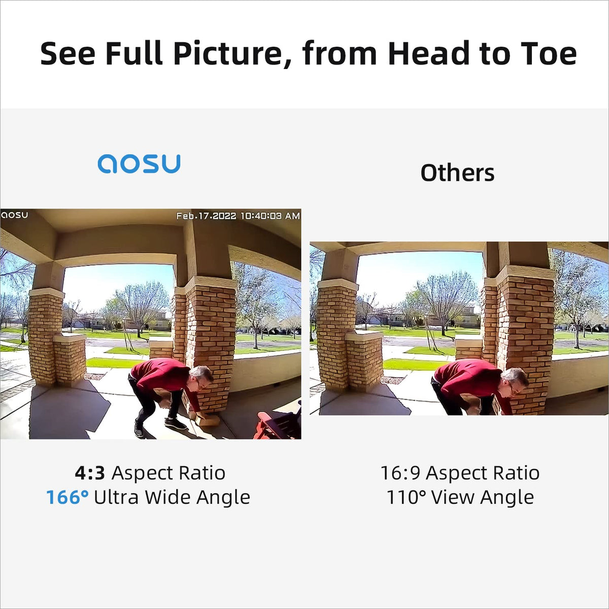 AOSU 2K Wireless Battery Video Doorbell with Chime