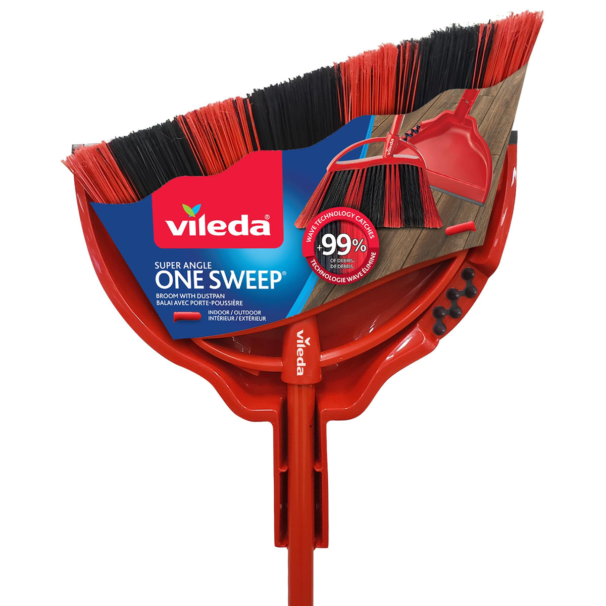 Vileda One Sweep Broom with Step-On Dustpan