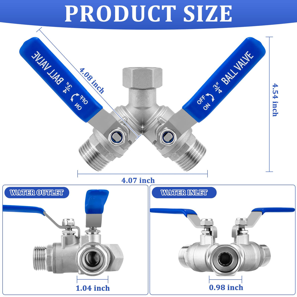 Stainless Steel 2-Way Garden Hose Splitter, 3/4"