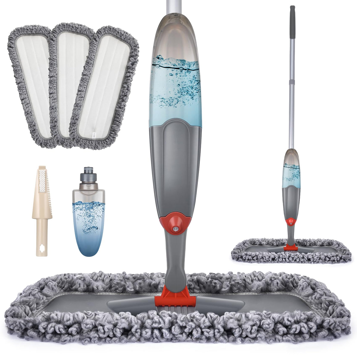 Domi-Patrol Spray Mop with 3 Washable Pads, Gray