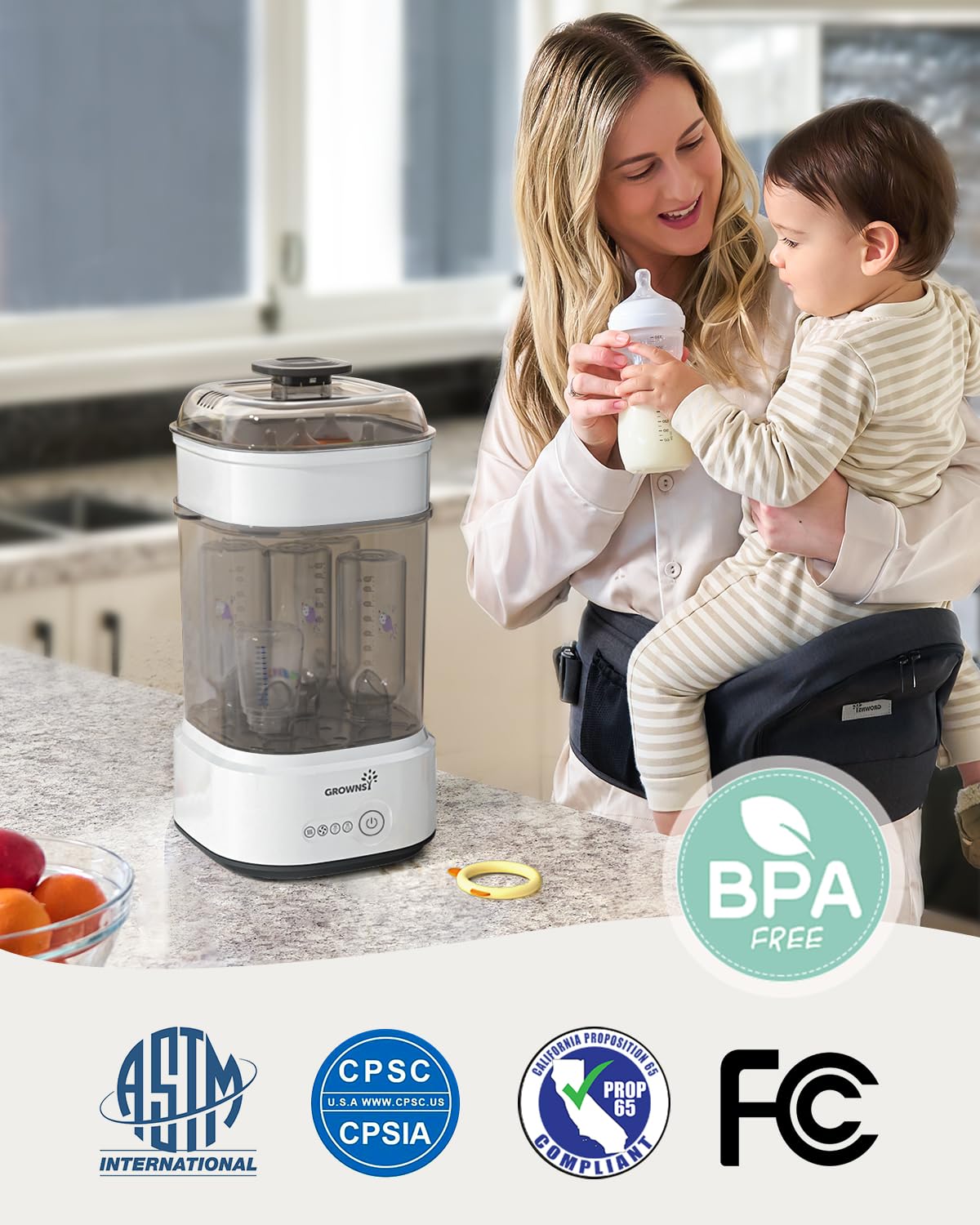 Compact Electric Steam Baby Bottle Sterilizer and Dryer