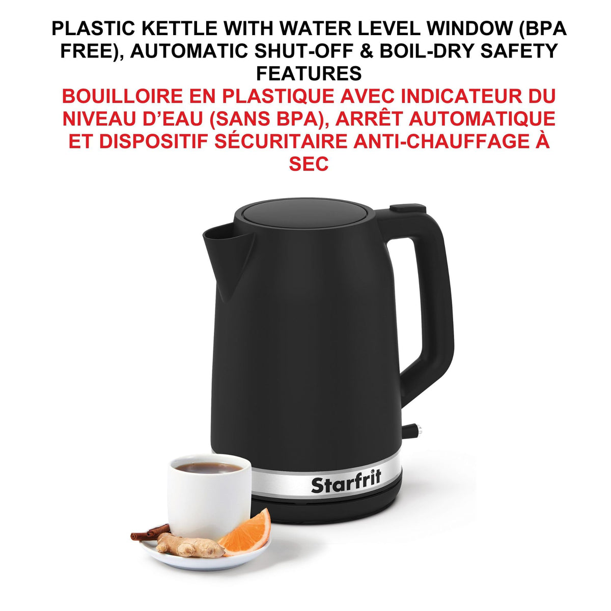 Starfrit Electric Kettle, 1.7L, 1500W, Black