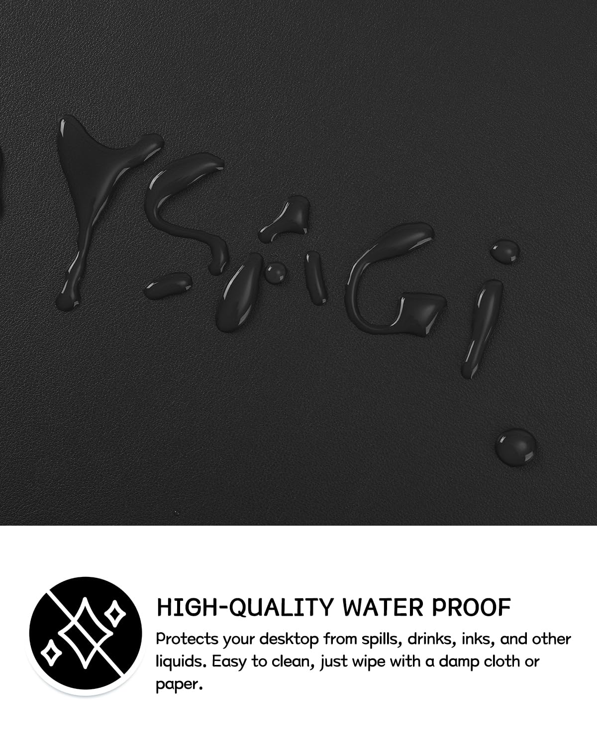 Non-Slip Waterproof PVC Leather Desk Pad, Black, 31.5" x 15.7"