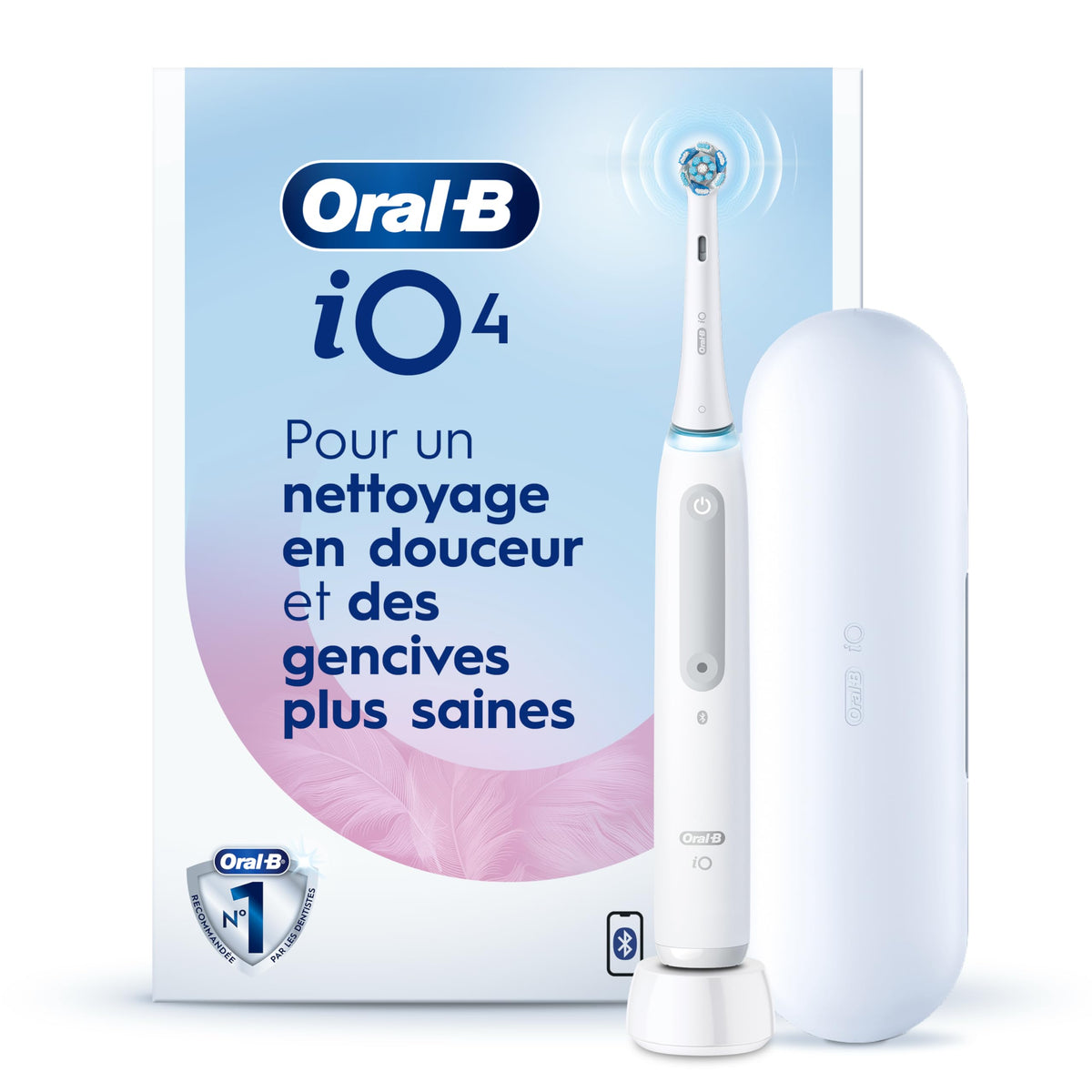 Oral-B iO4 Electric Toothbrush, White, with Travel Case