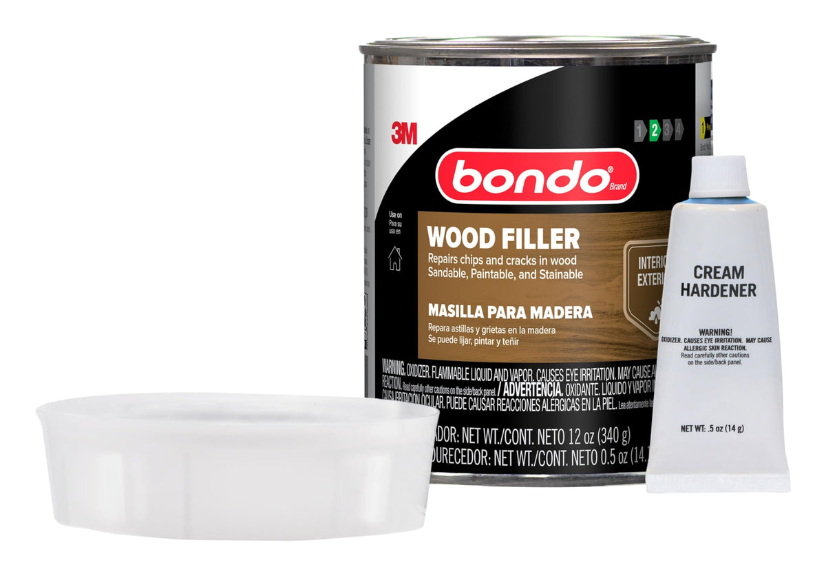 Bondo Wood Filler with Hardener, 12 oz