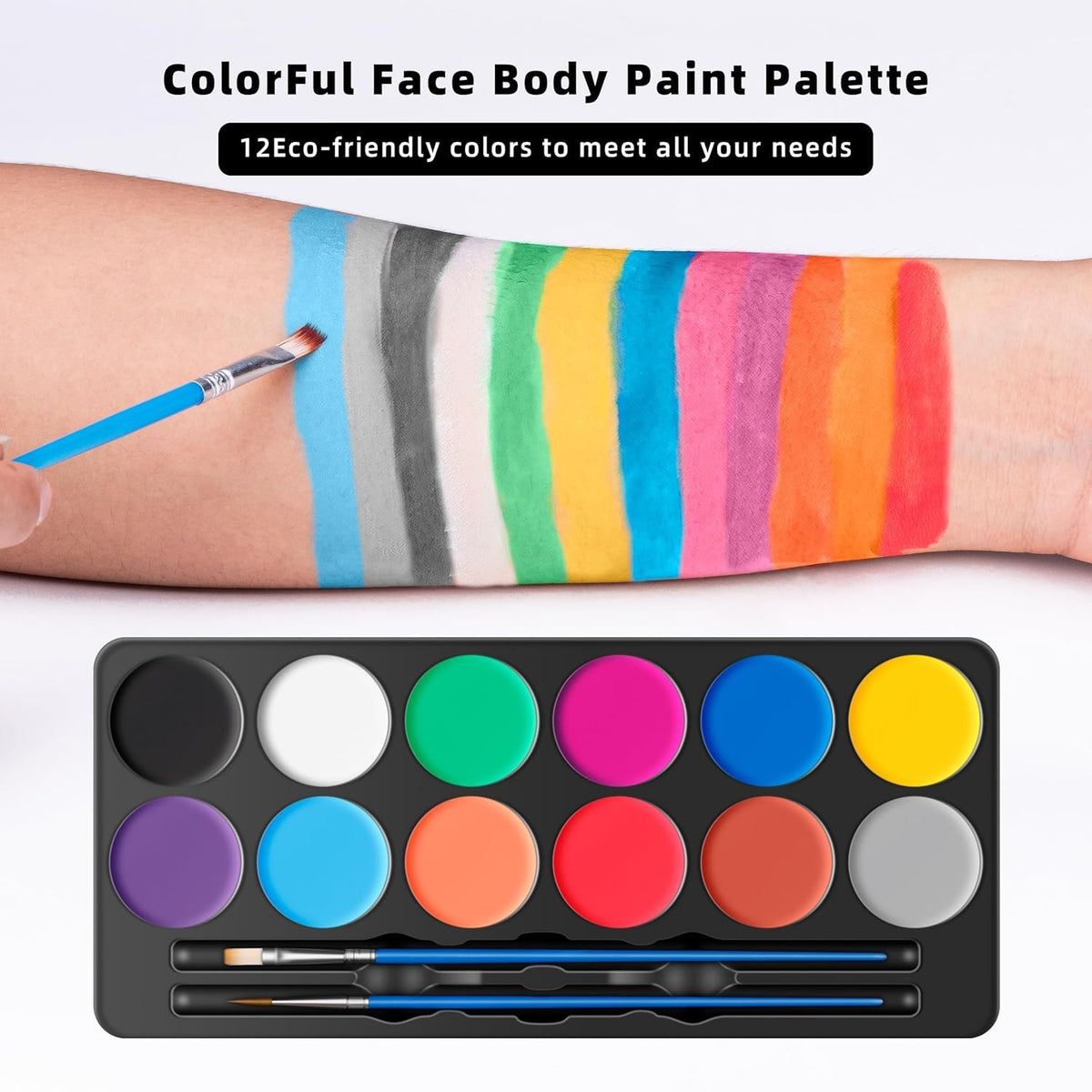 Maydear Water-Based Face Painting Kit for Kids, 12 Colors, Matte