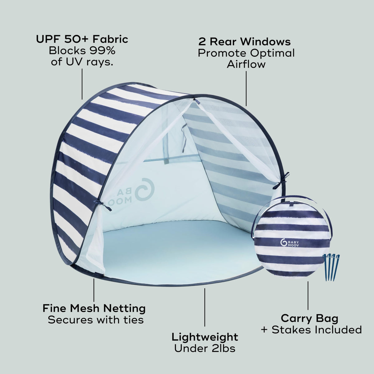 Babymoov Anti-UV Baby Beach Tent, UPF 50+, Marine