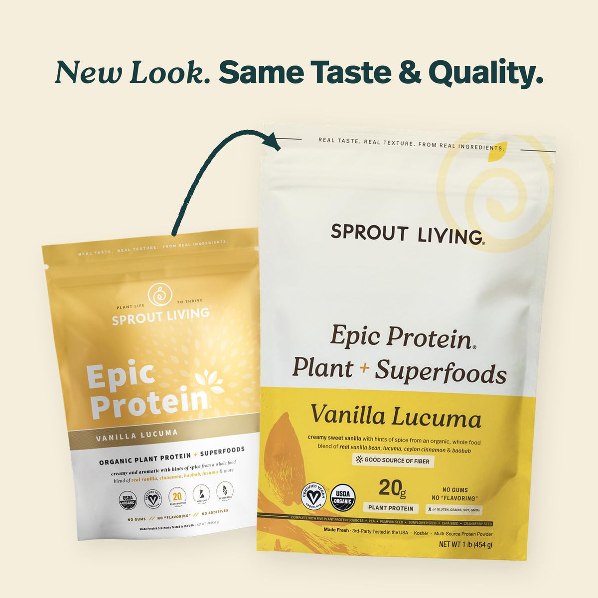 Sprout Living Epic Protein Powder, Vanilla Lucuma, 1 lb, 13 Servings