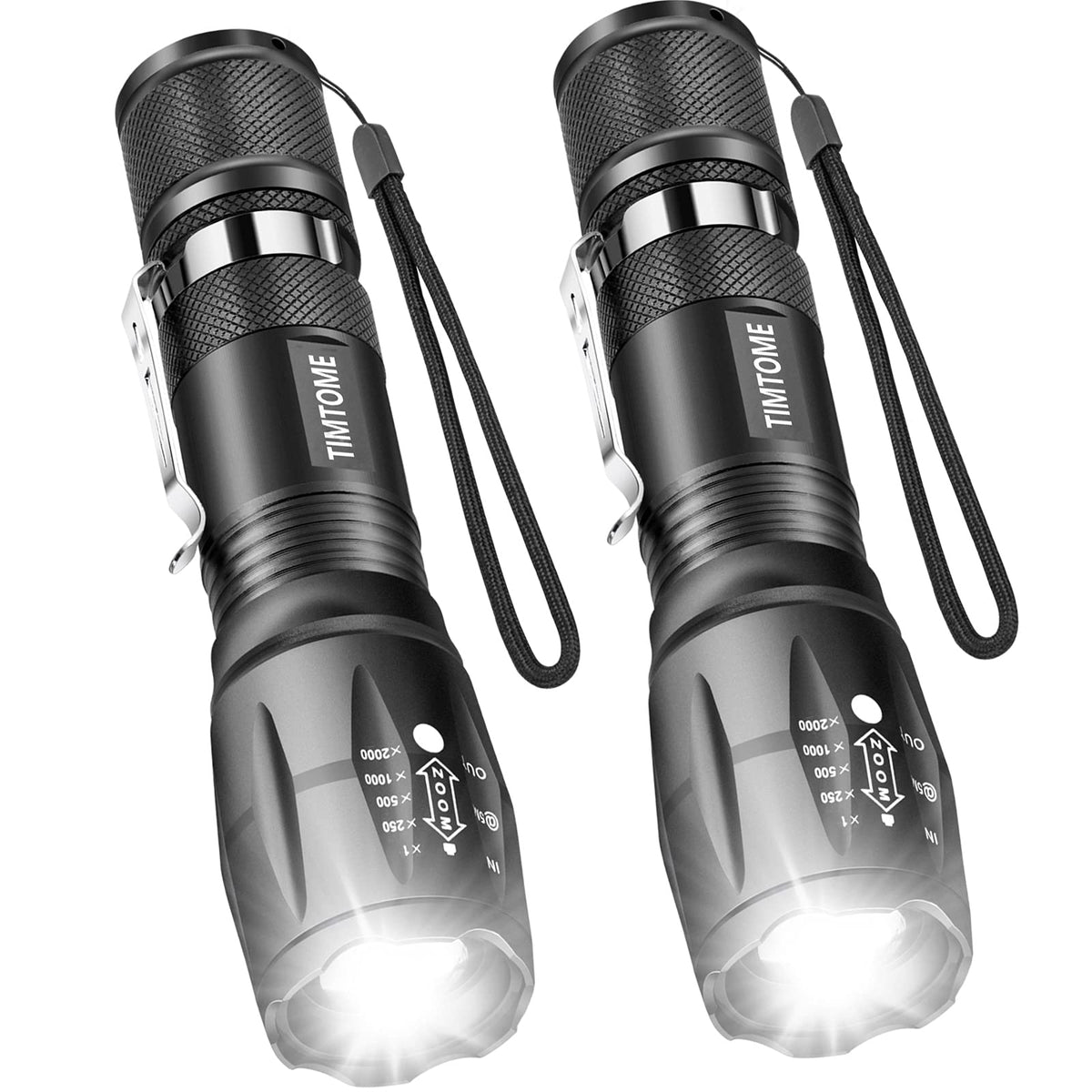 Zoomable LED Flashlight, XML T6, 5 Modes (2 Pack)