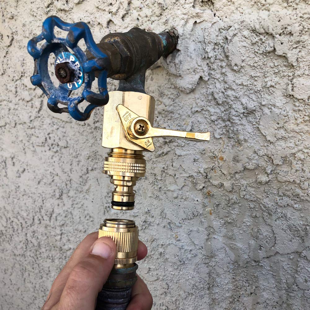 HQMPC Brass Garden Hose Quick Connectors, 3/4 Inch GHT, 2 Sets