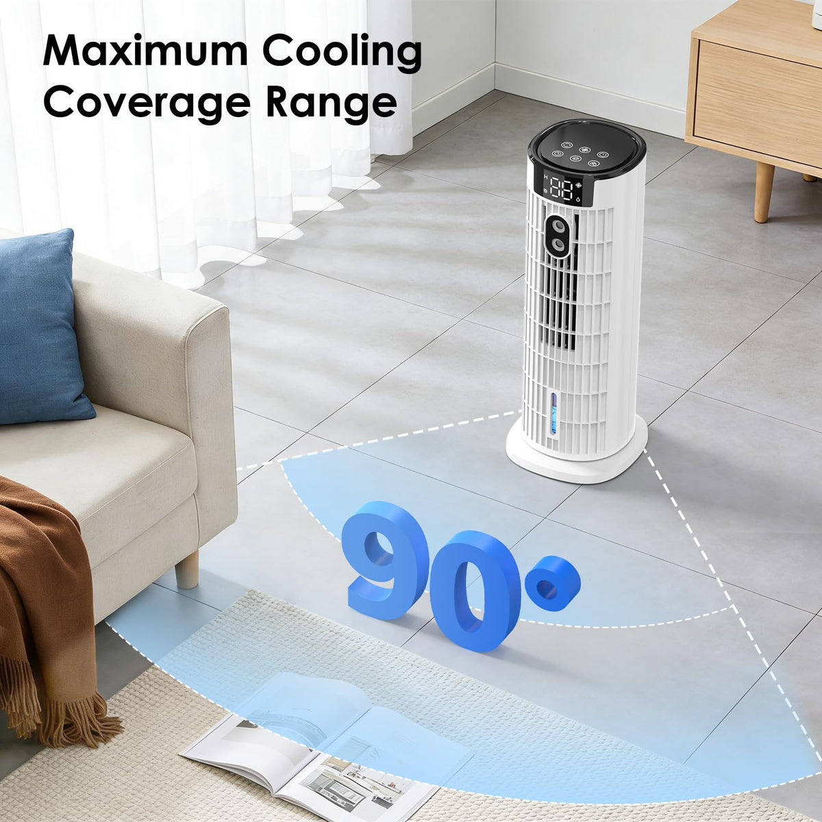 Portable Air Conditioner,1000ML Tower Fan with Remote