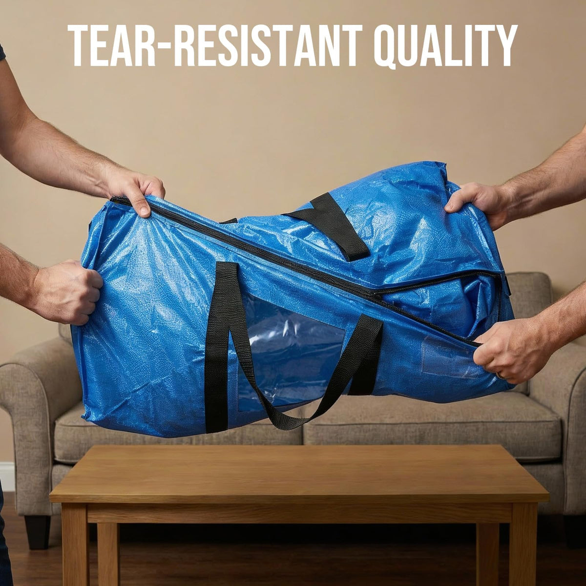 Taili Extra Large Moving Bags with Window, Blue, 4 Pack