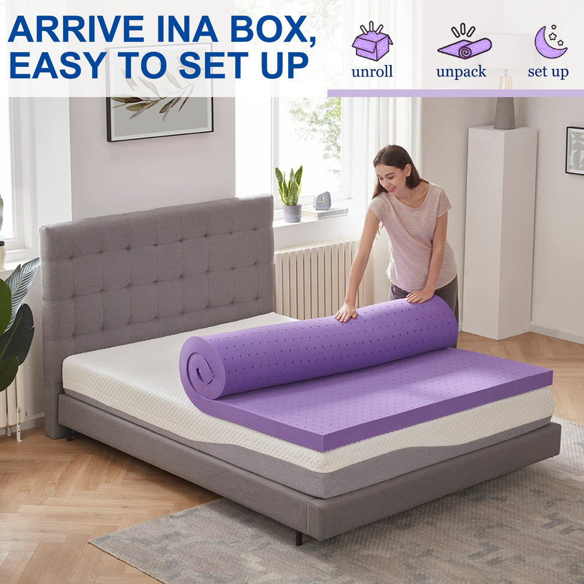 SINWEEK 2" Gel Memory Foam Mattress Topper, Twin
