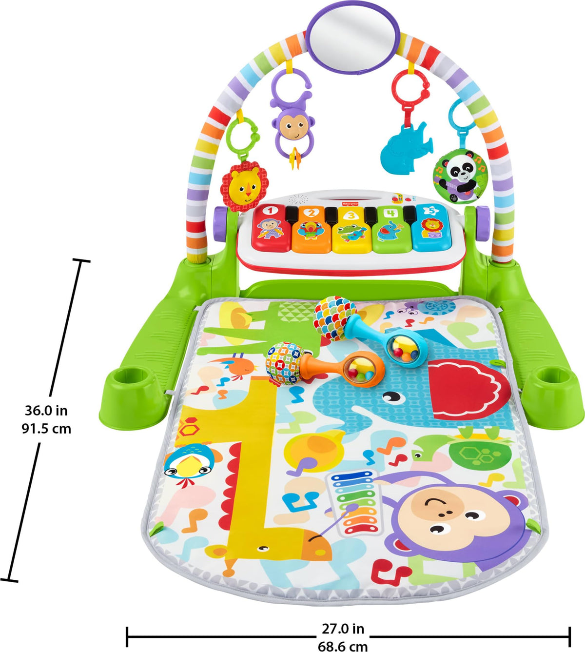 Fisher-Price Deluxe Kick & Play Piano Gym Baby Playmat with 2 Maracas