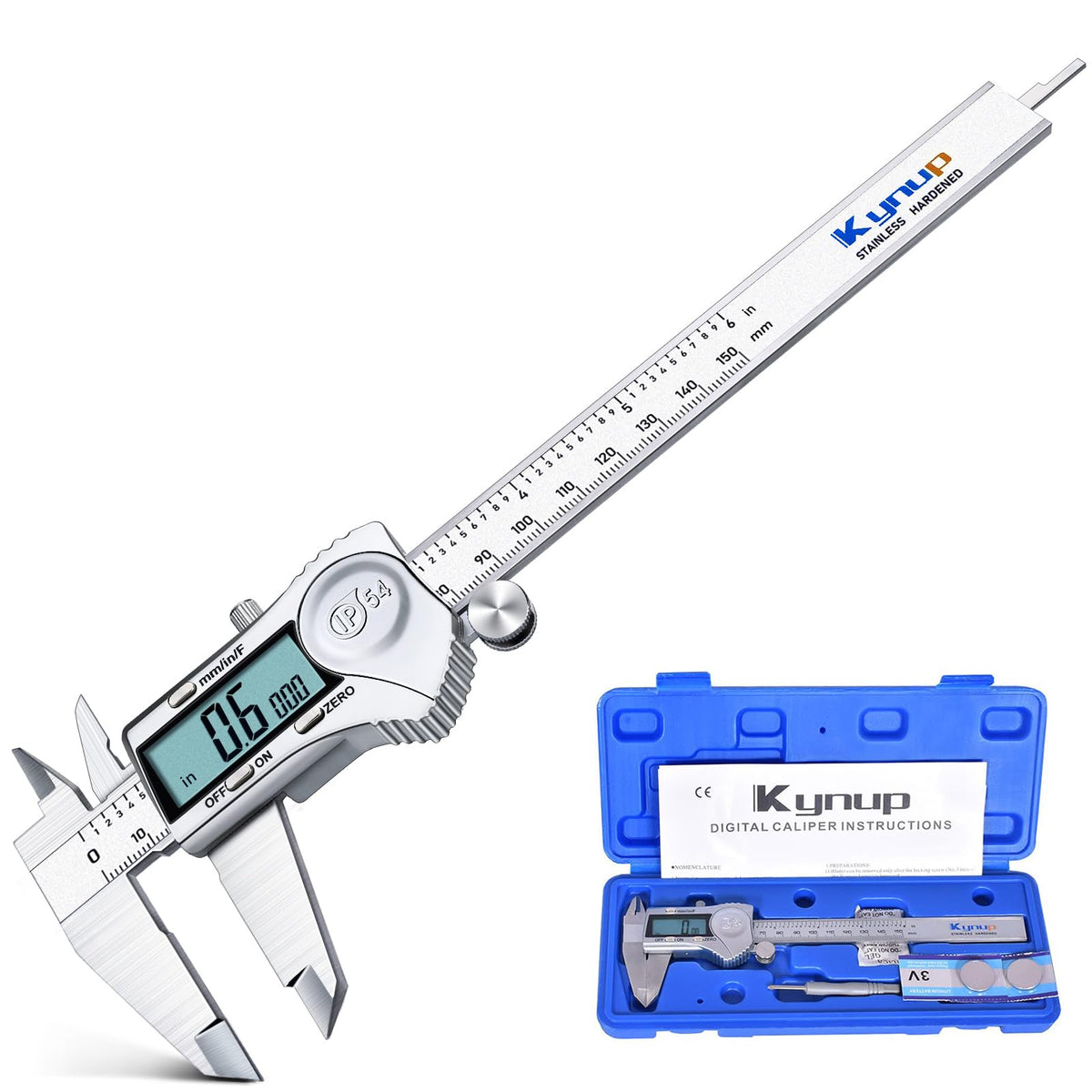 Kynup Stainless Steel Digital Caliper, 6"/150 mm
