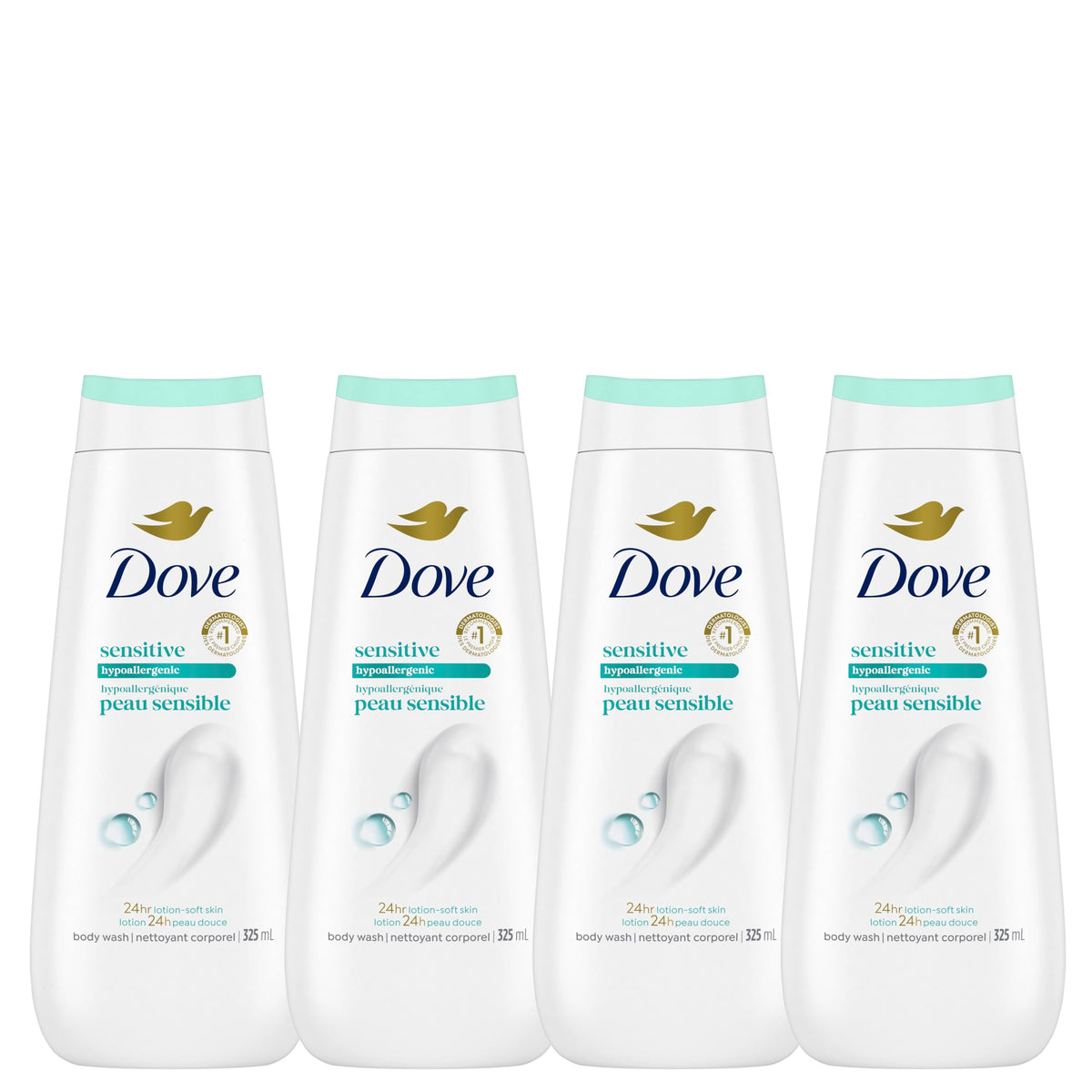 Dove Sensitive Skin Body Wash, 325 ml (4 Pack)