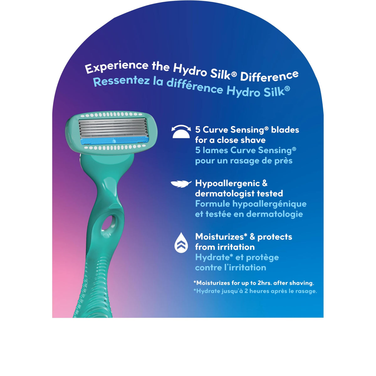 Schick Hydro Silk Sensitive Razor Refills for Women, 5-Blade, 4 Count