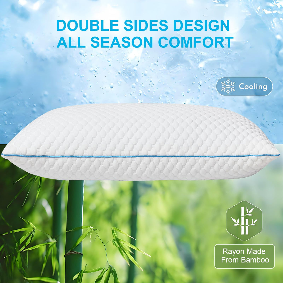 VVZ Cooling Shredded Memory Foam Pillows, Queen Size, 2 Pack