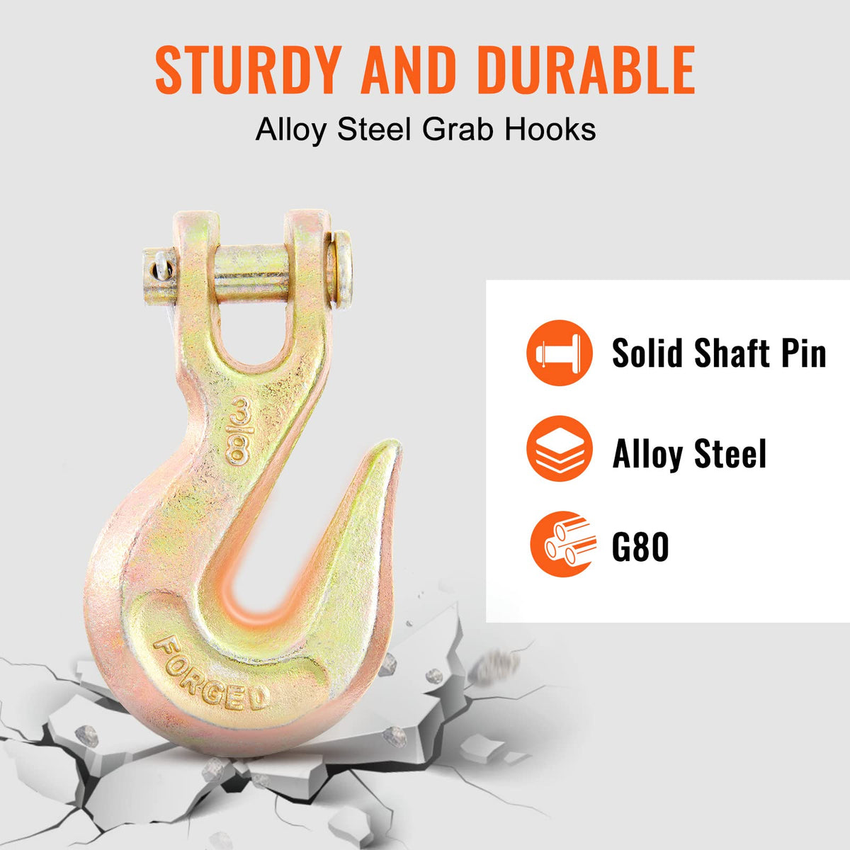 VEVOR Transport Binder Chain With Grab Hooks, 3/8" x 20', G80