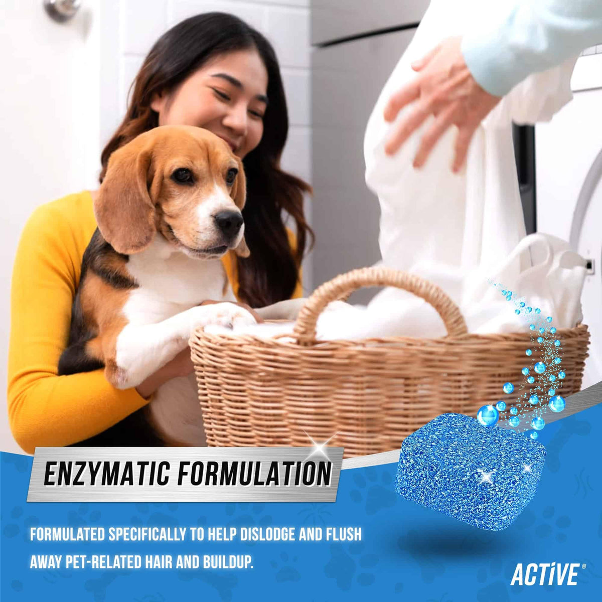 Enzymatic Washing Machine Cleaner for Pet Owners, 24 Tablets