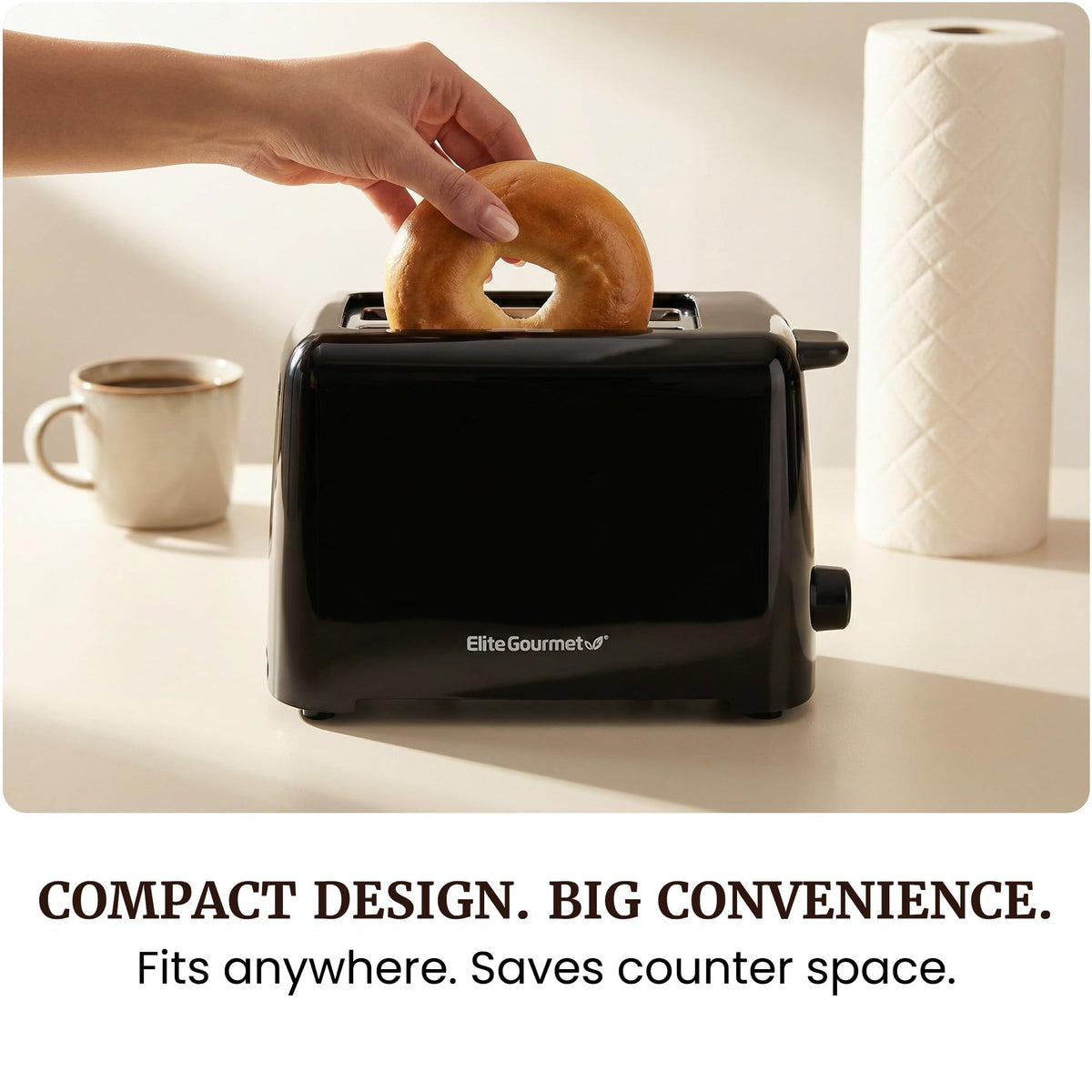 Elite Gourmet 2-Slice Cool Touch Toaster, Black