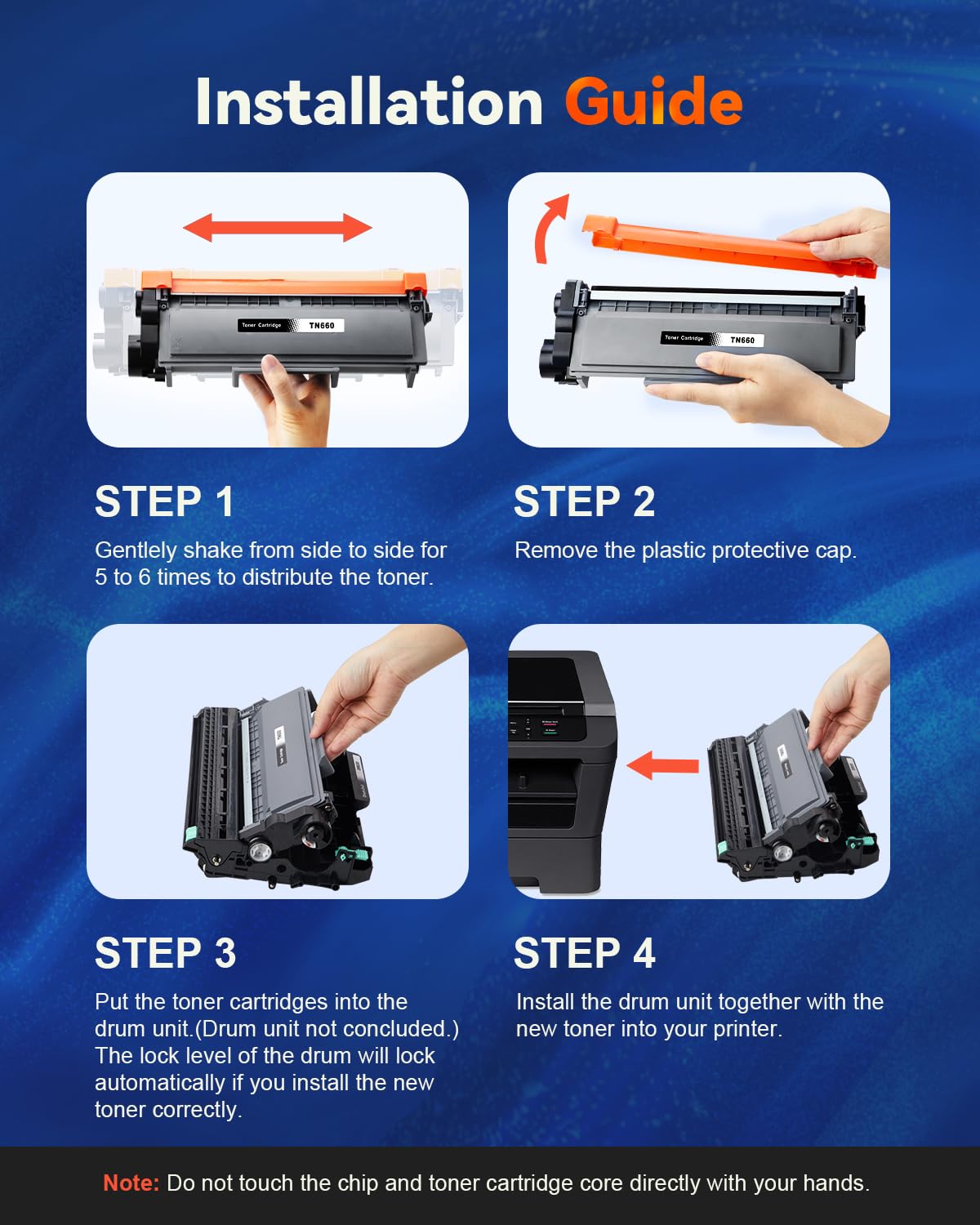 TN660 Compatible Toner Cartridges for Brother, Black (2 Pack)